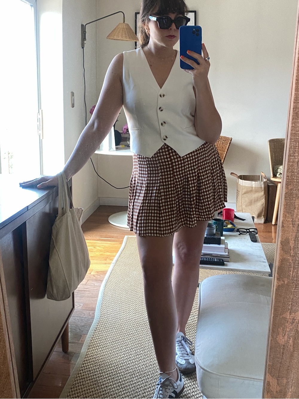 White vest with tie back